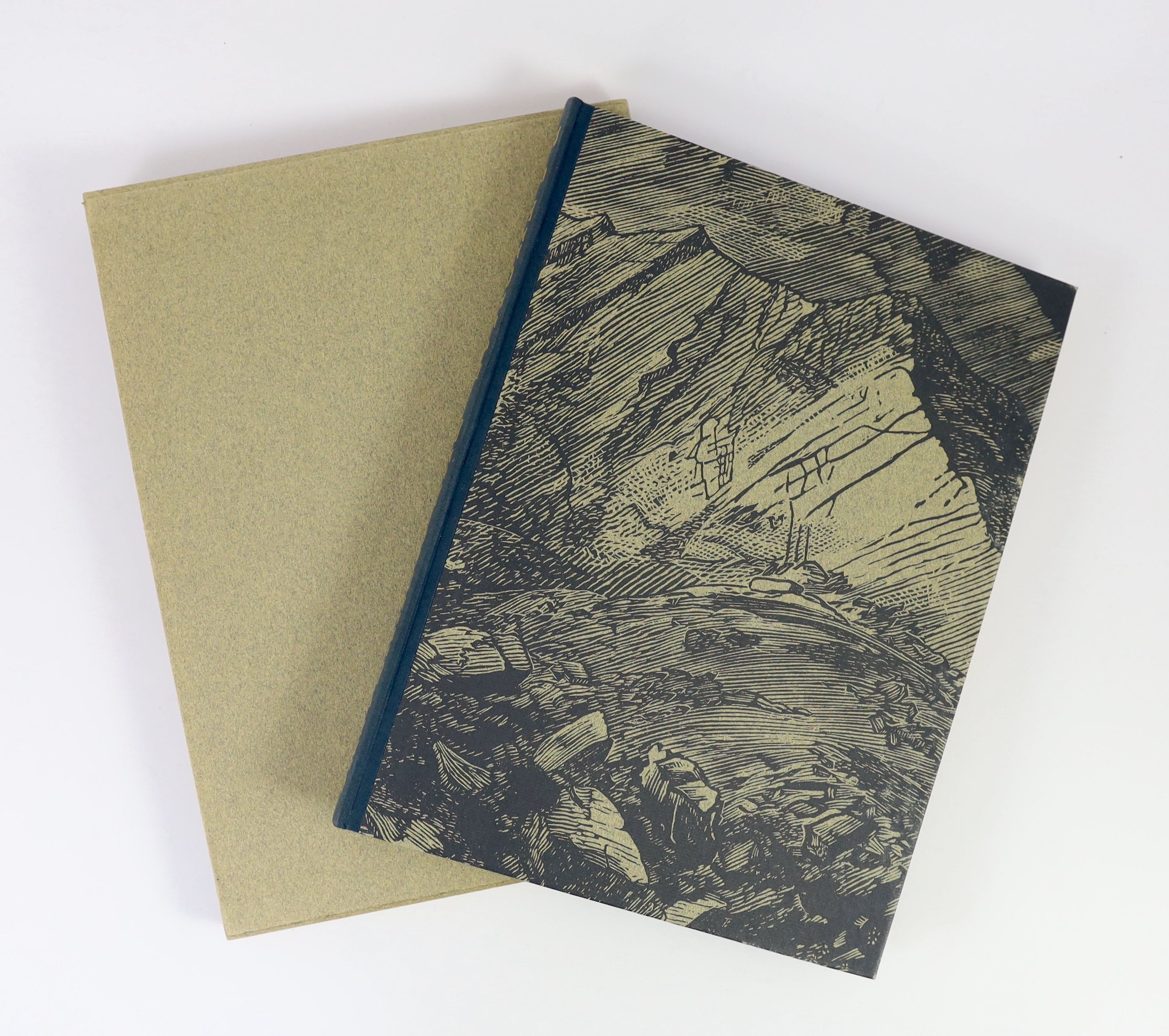 Thomas, Ronald Stuart - The Mountains, one of 350, illustrated by John Piper, with 10 plates, 4to, original half cloth, Chilmark Press, New York, 1968, in slip case.
